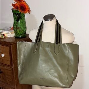Coach Green Leather Tote Bag Structured Design